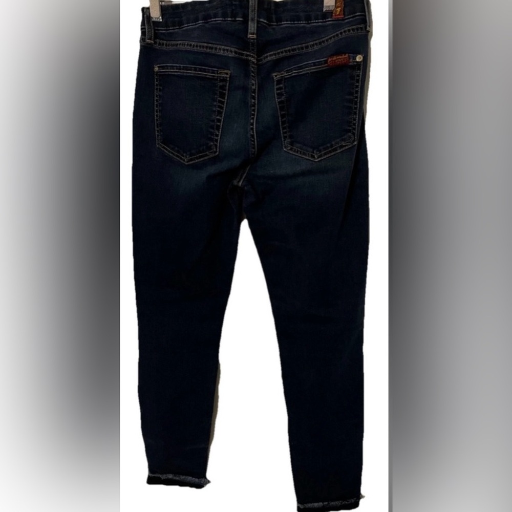 7 For All Mankind Women’s Jeans S(27) b(air) Denim Ankle Skinny Dark Wash - Picture 6 of 9